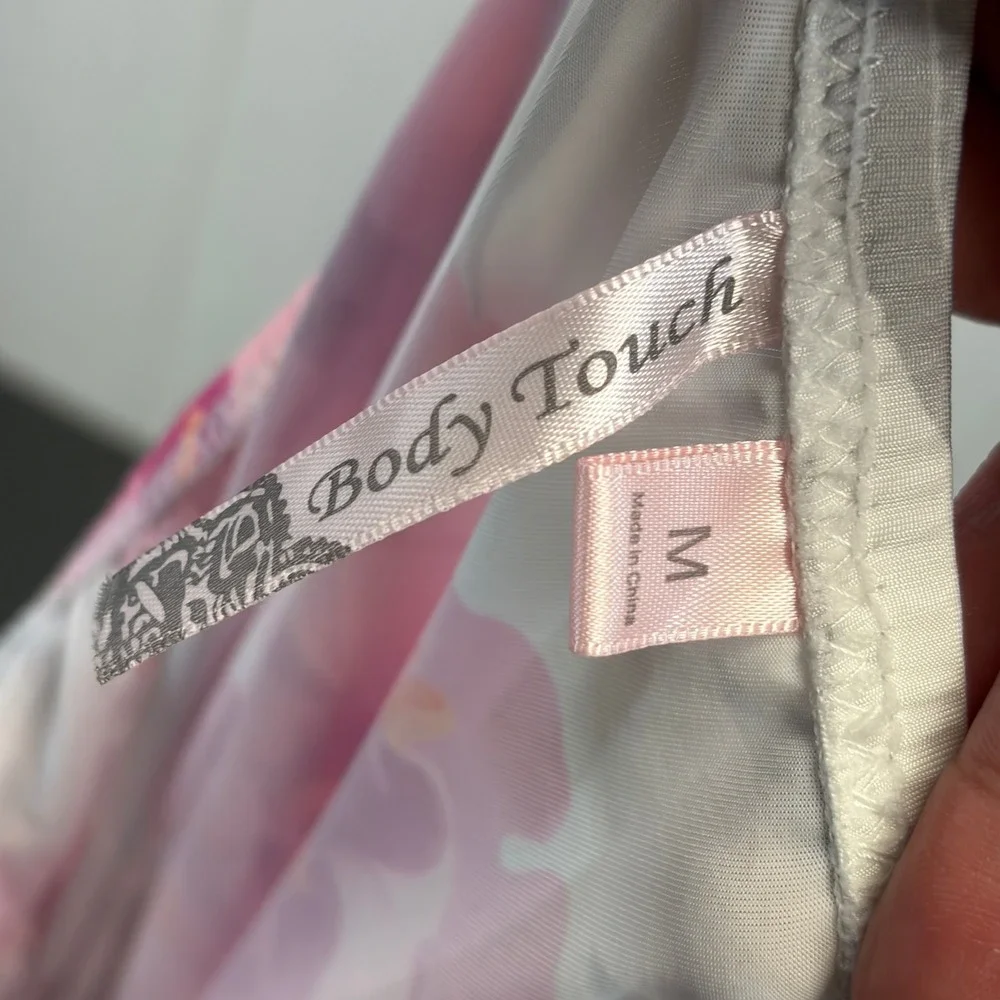 Body Touch Coquette Floral Lace Trim Chemise Nightgown Women Size M Peony